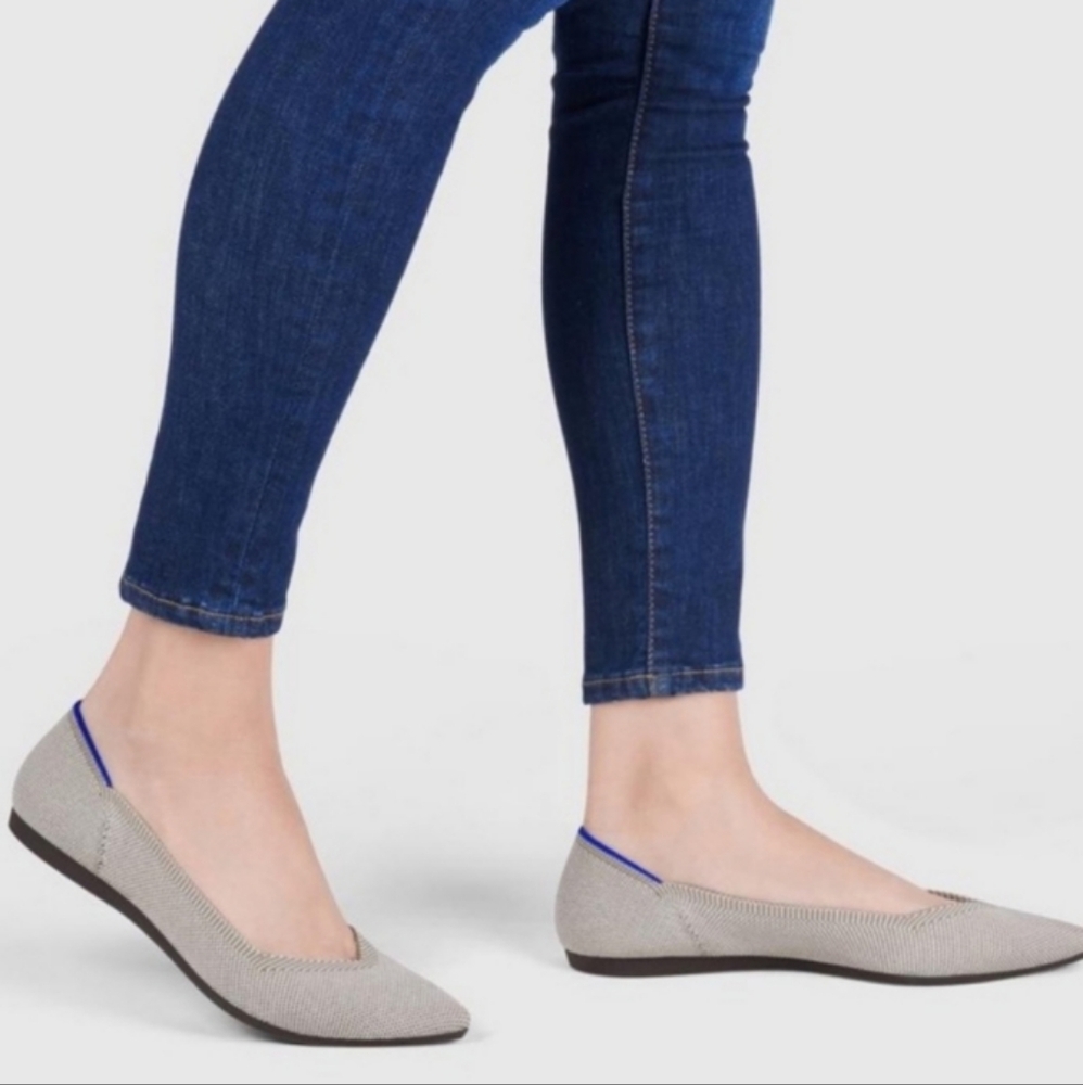 Rothy's knit Point Toe Light Gray Flat Ballet Washable